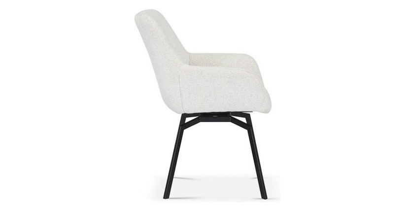 Chaise MADO Pivotant tissu Ecru, dimension H84 x L63 x P63, idéal pour votre cuisine ou salle à manger