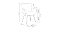 Chaise MADO Pivotant tissu Ecru, dimension H84 x L63 x P63, idéal pour votre cuisine ou salle à manger