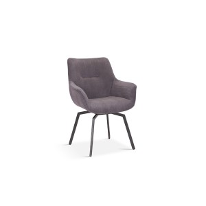 Chaise MADO Pivotant Velours côtelé Gris, dimension H84 x L63 x P63, idéal pour votre cuisine ou salle à manger