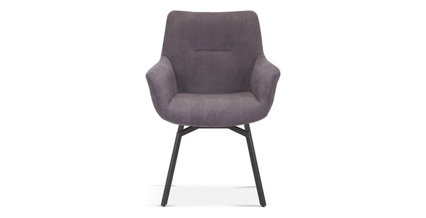 Chaise MADO Pivotant Velours côtelé Gris, dimension H84 x L63 x P63, idéal pour votre cuisine ou salle à manger