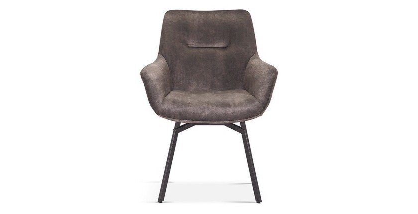 Chaise MADO Pivotant Velours Taupe, dimension H84 x L63 x P63, idéal pour votre cuisine ou salle à manger