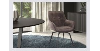 Chaise MADO Pivotant Velours Taupe, dimension H84 x L63 x P63, idéal pour votre cuisine ou salle à manger