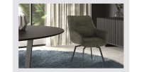 Chaise MADO Pivotant tissu Vert, dimension H84 x L63 x P63, idéal pour votre cuisine ou salle à manger