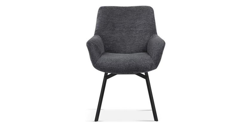 Chaise MADO Pivotant tissu Gris foncé, dimension H84 x L63 x P63, idéal pour votre cuisine ou salle à manger