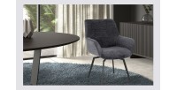 Chaise MADO Pivotant tissu Gris foncé, dimension H84 x L63 x P63, idéal pour votre cuisine ou salle à manger