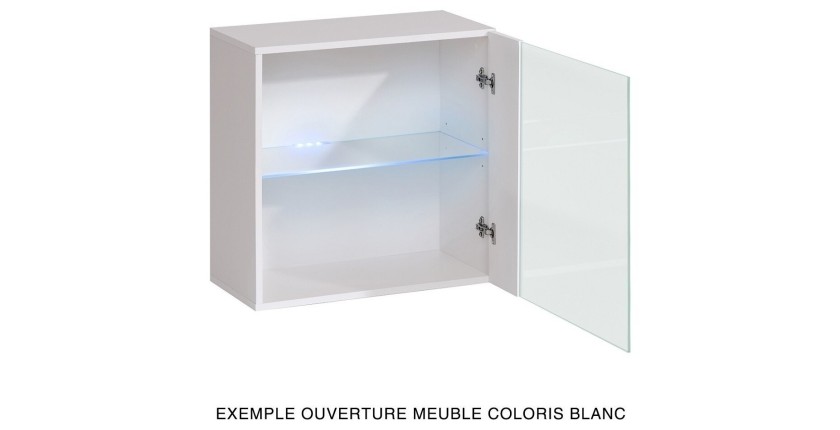 Vitrine grise carrée suspendue avec 1 porte vitrée et éclairage LED inclus. Collection SWITCH.