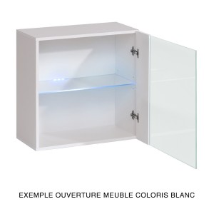 Vitrine grise carrée suspendue avec 1 porte vitrée et éclairage LED inclus. Collection SWITCH.