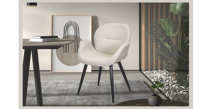 Chaise MAXIMA Tissu Beige, dimension H85 x L64 x P60, idéal pour votre cuisine ou salle à manger