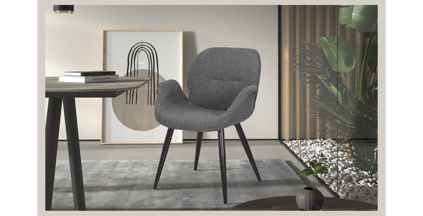 Chaise MAXIMA Tissu Gris, dimension H85 x L64 x P60, idéal pour votre cuisine ou salle à manger