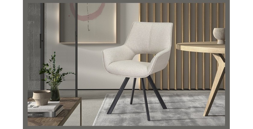 Chaise TIMOTE Tissu Beige, dimension H86.5 x L61 x P64, idéal pour votre cuisine ou salle à manger