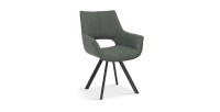 Chaise TIMOTE Tissu Vert, dimension H86.5 x L61 x P64, idéal pour votre cuisine ou salle à manger