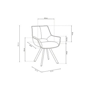 Chaise TIMOTE Tissu Vert, dimension H86.5 x L61 x P64, idéal pour votre cuisine ou salle à manger