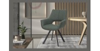 Chaise TIMOTE Tissu Vert, dimension H86.5 x L61 x P64, idéal pour votre cuisine ou salle à manger