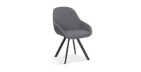 Chaise JEANNE Tissu Gris Dos PU Gris foncé, dimension H85 x L55 x P62, idéal pour votre cuisine ou salle à manger