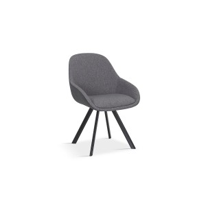 Chaise JEANNE Tissu Gris Dos PU Gris foncé, dimension H85 x L55 x P62, idéal pour votre cuisine ou salle à manger