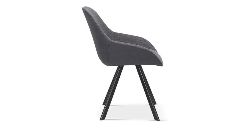 Chaise JEANNE Tissu Gris Dos PU Gris foncé, dimension H85 x L55 x P62, idéal pour votre cuisine ou salle à manger