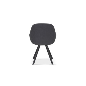 Chaise JEANNE Tissu Gris Dos PU Gris foncé, dimension H85 x L55 x P62, idéal pour votre cuisine ou salle à manger