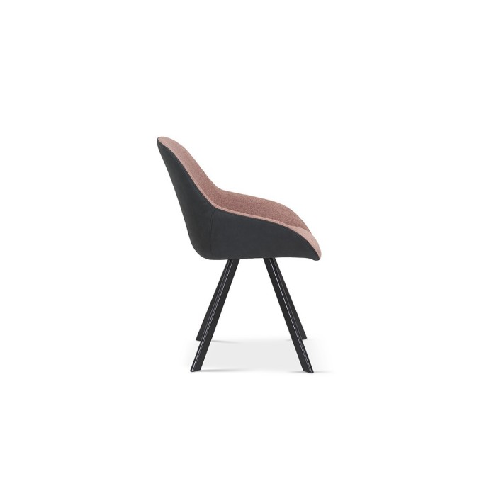 Chaise JEANNE Tissu Rose Dos PU Gris foncé, dimension H85 x L55 x P62, idéal pour votre cuisine ou salle à manger