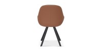 Chaise JEANNE Tissu Vert Dos PU Cognac, dimension H85 x L55 x P62, idéal pour votre cuisine ou salle à manger