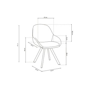 Chaise JEANNE Tissu Vert Dos PU Cognac, dimension H85 x L55 x P62, idéal pour votre cuisine ou salle à manger