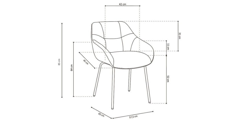Chaise SAM Tissu Beige Dos PU Cognac, dimension H85 x L57.5 x P65, idéal pour votre cuisine ou salle à manger