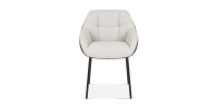 Chaise SAM Tissu Beige Dos PU Cognac, dimension H85 x L57.5 x P65, idéal pour votre cuisine ou salle à manger