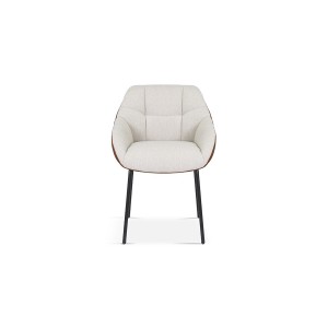 Chaise SAM Tissu Beige Dos PU Cognac, dimension H85 x L57.5 x P65, idéal pour votre cuisine ou salle à manger