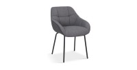 Chaise SAM Tissu Gris Dos PU Gris foncé, dimension H85 x L57.5 x P65, idéal pour votre cuisine ou salle à manger