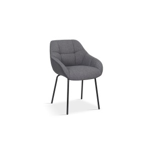 Chaise SAM Tissu Gris Dos PU Gris foncé, dimension H85 x L57.5 x P65, idéal pour votre cuisine ou salle à manger