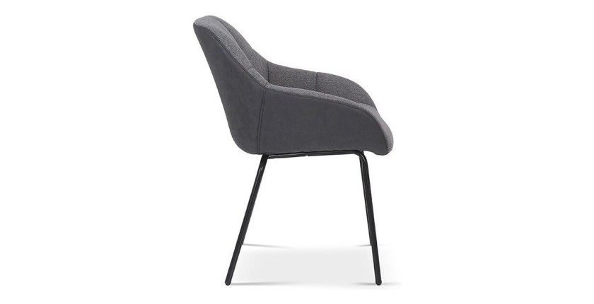 Chaise SAM Tissu Gris Dos PU Gris foncé, dimension H85 x L57.5 x P65, idéal pour votre cuisine ou salle à manger