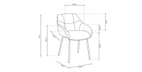 Chaise SAM Tissu Gris Dos PU Gris foncé, dimension H85 x L57.5 x P65, idéal pour votre cuisine ou salle à manger