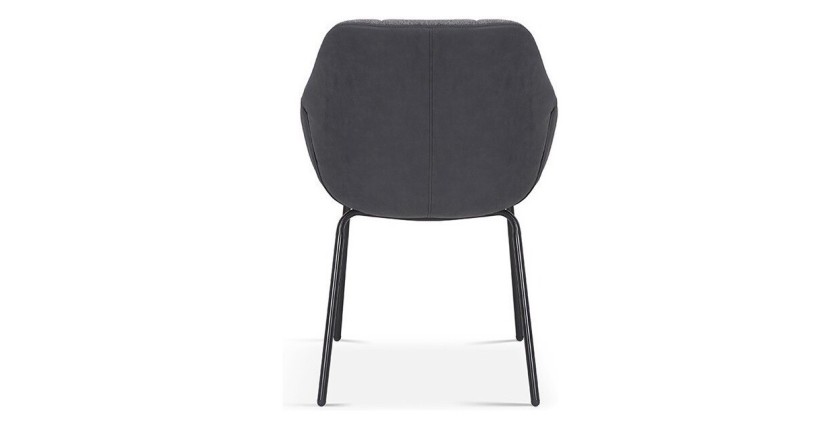 Chaise SAM Tissu Gris Dos PU Gris foncé, dimension H85 x L57.5 x P65, idéal pour votre cuisine ou salle à manger