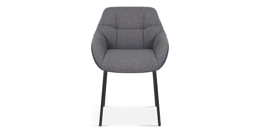 Chaise SAM Tissu Gris Dos PU Gris foncé, dimension H85 x L57.5 x P65, idéal pour votre cuisine ou salle à manger