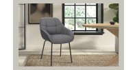 Chaise SAM Tissu Gris Dos PU Gris foncé, dimension H85 x L57.5 x P65, idéal pour votre cuisine ou salle à manger