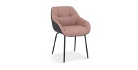 Chaise SAM Tissu Rose Dos PU Gris foncé, dimension H85 x L57.5 x P65, idéal pour votre cuisine ou salle à manger