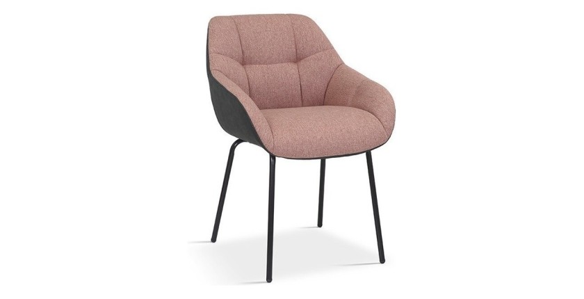 Chaise SAM Tissu Rose Dos PU Gris foncé, dimension H85 x L57.5 x P65, idéal pour votre cuisine ou salle à manger