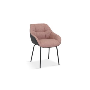 Chaise SAM Tissu Rose Dos PU Gris foncé, dimension H85 x L57.5 x P65, idéal pour votre cuisine ou salle à manger