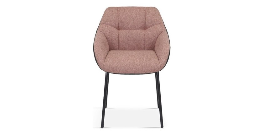 Chaise SAM Tissu Rose Dos PU Gris foncé, dimension H85 x L57.5 x P65, idéal pour votre cuisine ou salle à manger