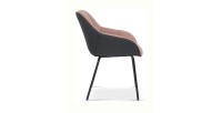 Chaise SAM Tissu Rose Dos PU Gris foncé, dimension H85 x L57.5 x P65, idéal pour votre cuisine ou salle à manger