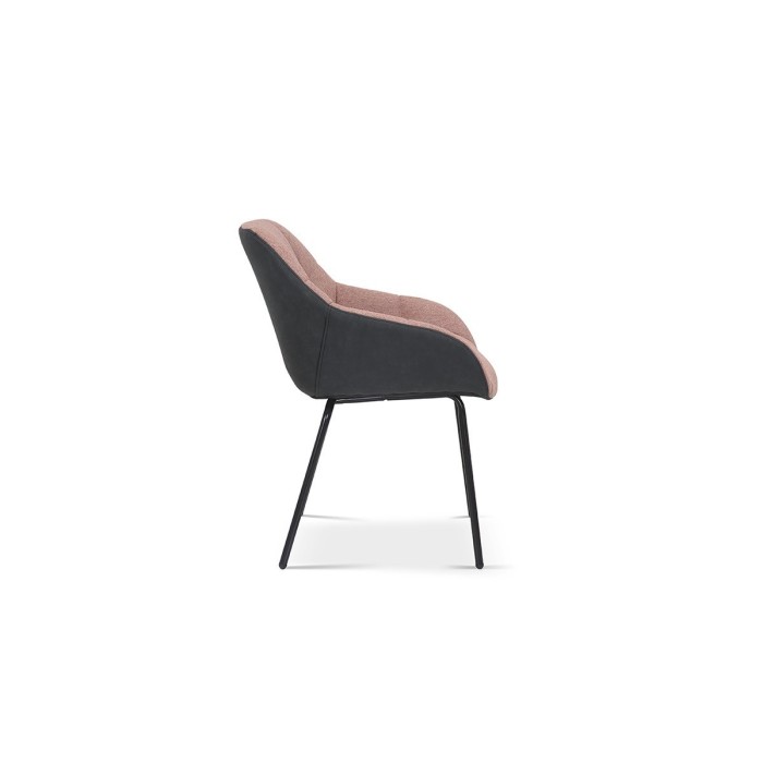Chaise SAM Tissu Rose Dos PU Gris foncé, dimension H85 x L57.5 x P65, idéal pour votre cuisine ou salle à manger