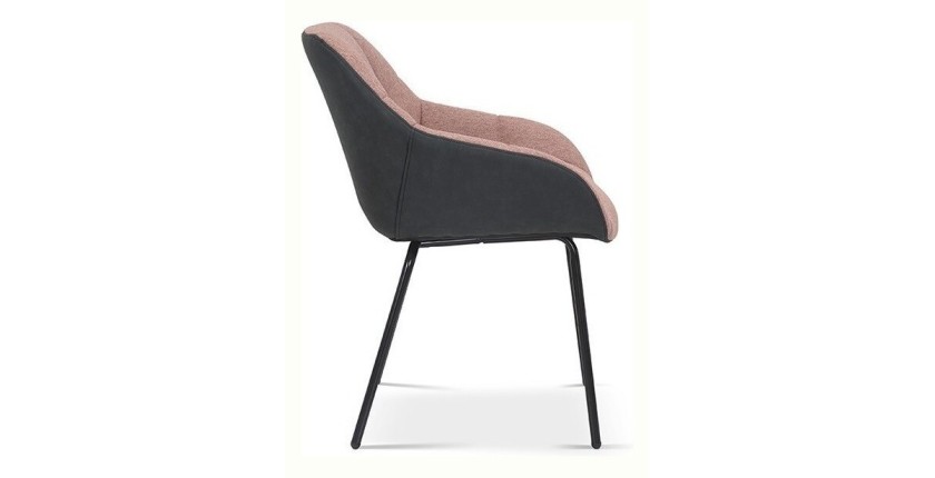 Chaise SAM Tissu Rose Dos PU Gris foncé, dimension H85 x L57.5 x P65, idéal pour votre cuisine ou salle à manger