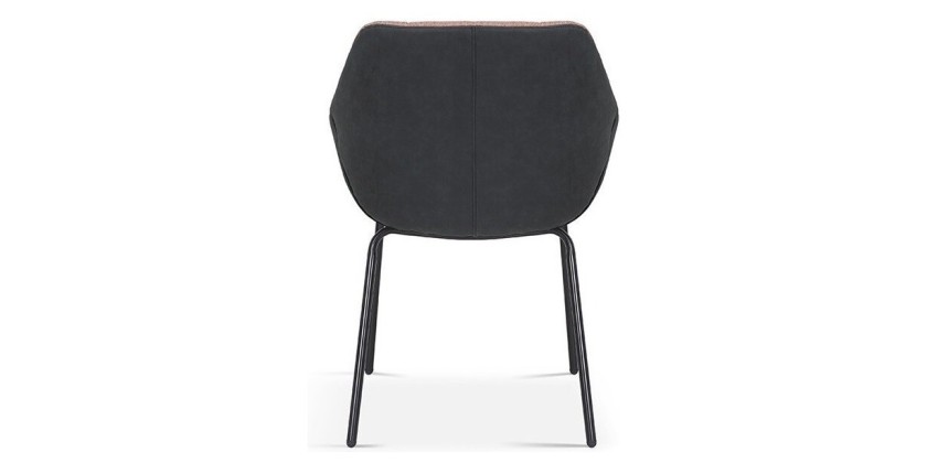 Chaise SAM Tissu Rose Dos PU Gris foncé, dimension H85 x L57.5 x P65, idéal pour votre cuisine ou salle à manger