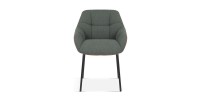 Chaise SAM Tissu Vert Dos PU Cognac, dimension H85 x L57.5 x P65, idéal pour votre cuisine ou salle à manger