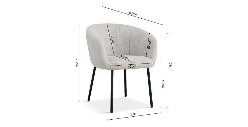 Chaise SEVILLE Tissu beige, dimension H79 x L57 x P62, idéal pour votre cuisine ou salle à manger