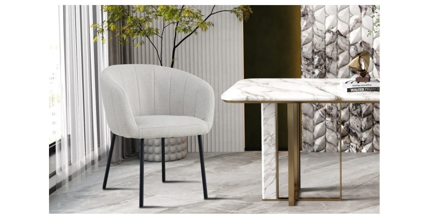 Chaise SEVILLE Tissu beige, dimension H79 x L57 x P62, idéal pour votre cuisine ou salle à manger