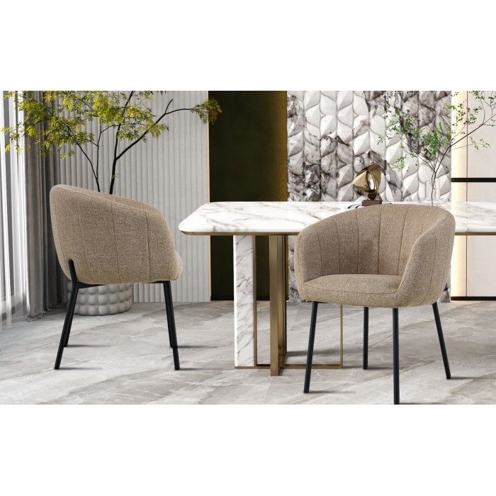 Chaise SEVILLE tissu bouclé sable, dimension H79 x L57 x P62, idéal pour votre cuisine ou salle à manger