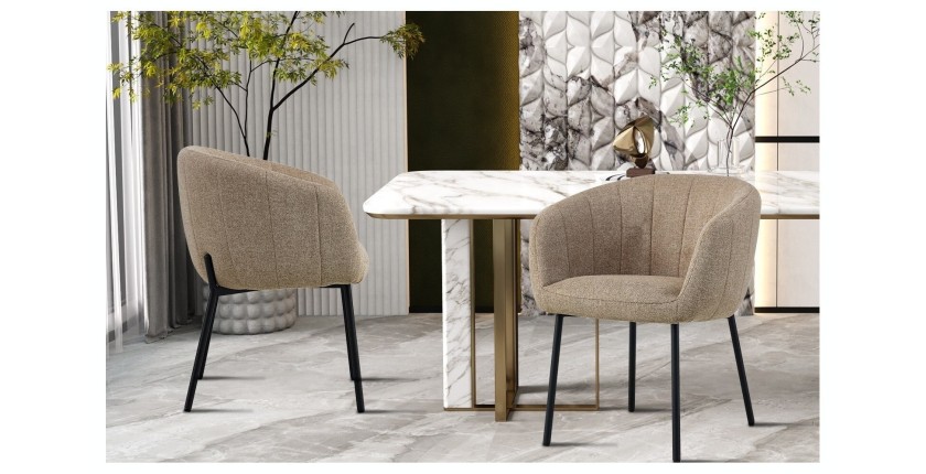 Chaise SEVILLE tissu bouclé sable, dimension H79 x L57 x P62, idéal pour votre cuisine ou salle à manger