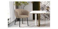 Chaise SEVILLE tissu bouclé sable, dimension H79 x L57 x P62, idéal pour votre cuisine ou salle à manger
