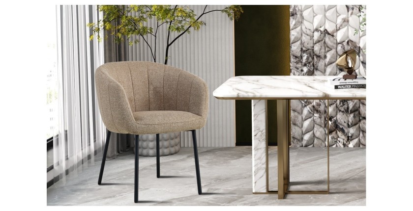 Chaise SEVILLE tissu bouclé sable, dimension H79 x L57 x P62, idéal pour votre cuisine ou salle à manger