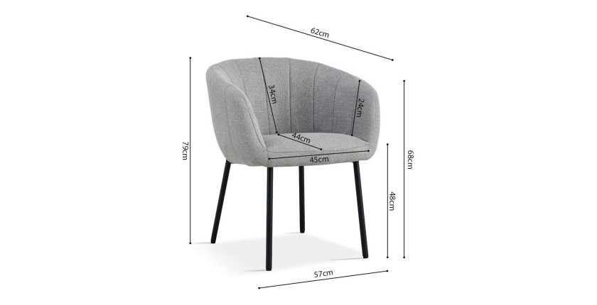 Chaise SEVILLE Tissu Gris clair, dimension H79 x L57 x P62, idéal pour votre cuisine ou salle à manger